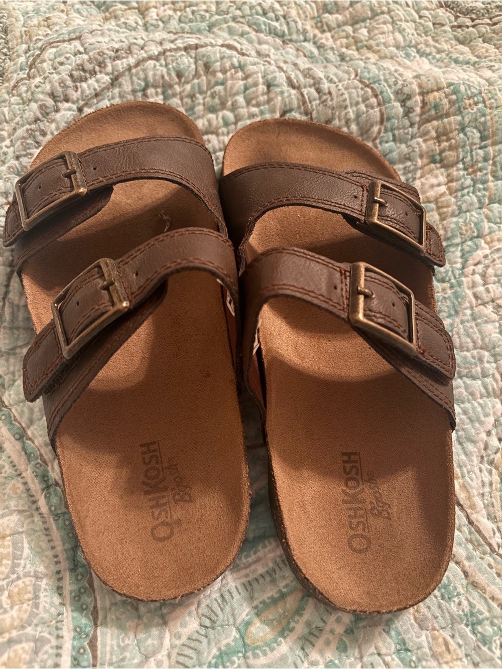 OshKosh B'gosh Brown Double-Strap Buckle Sandals